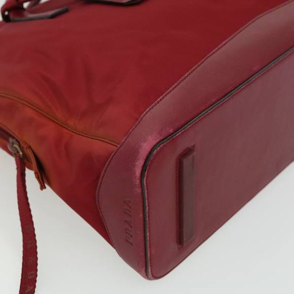 PRADA Tote Bag Nylon Leather Red Auth bs2046 - Picture 9 of 16